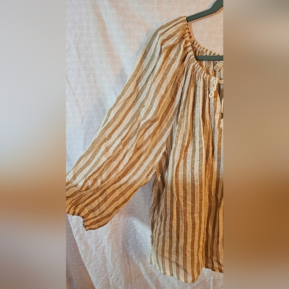 Cato Tan and Cream Striped Blouse - Picture 3 of 5